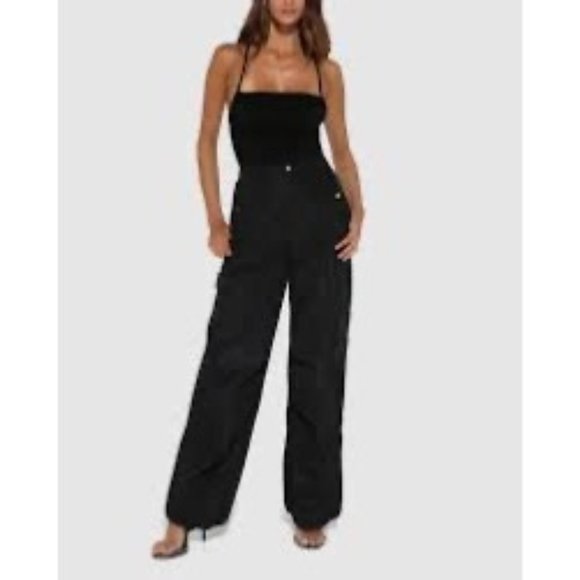 BY.DYLN Pants - By Dyln Baker Pants Womens XXS Black High Rise Bungee Cord Ankle
